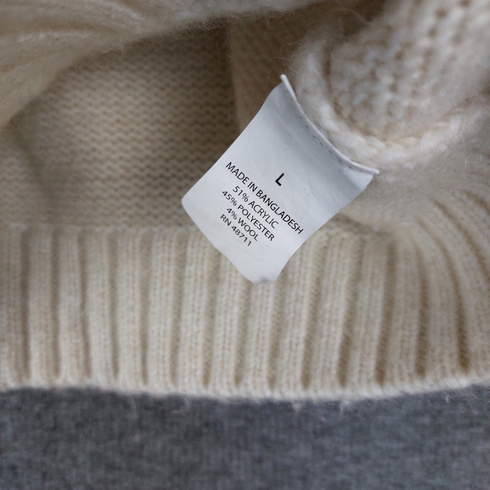 FALLS CREEK WOMENS CREAM CROPPED TEXTURED LONG SLEEVE TURTLE NECK SWEATER SIZE L - Picture 6 of 8